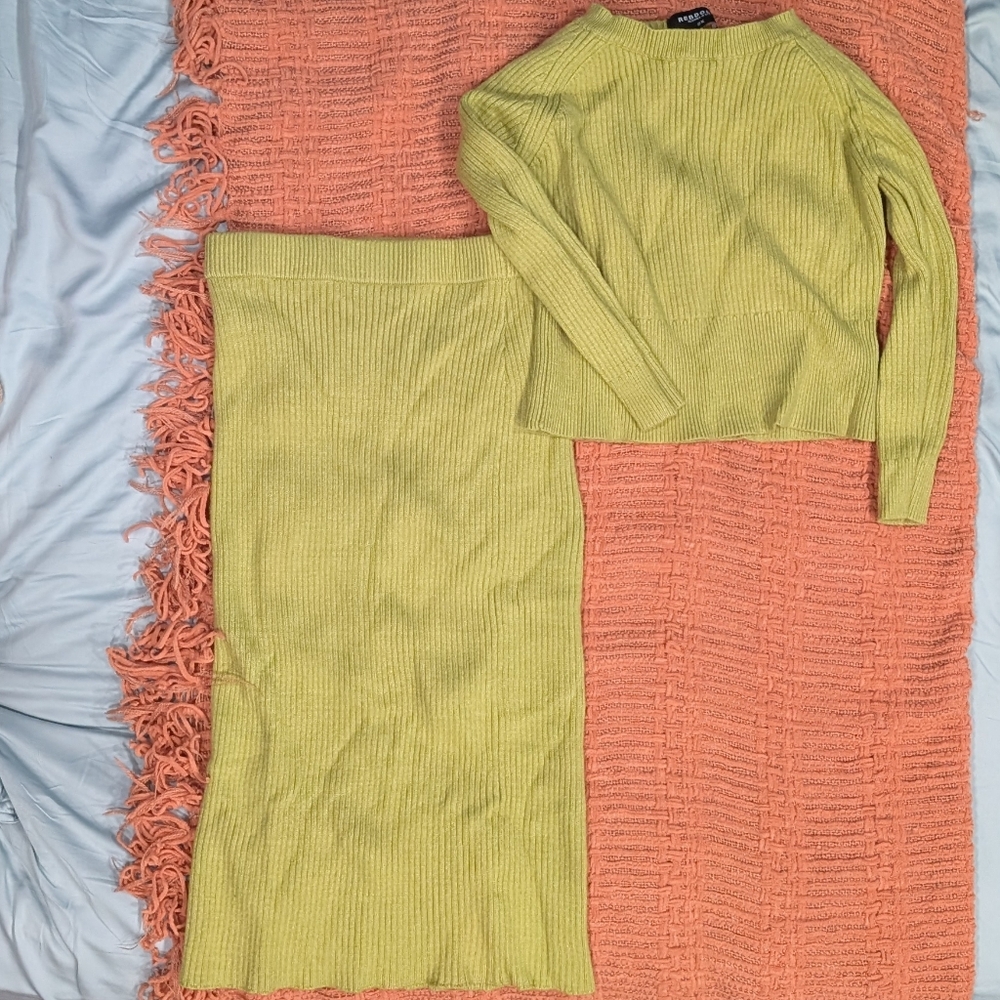 Rebdolls Lime Ribbed Knit Two-Piece Set